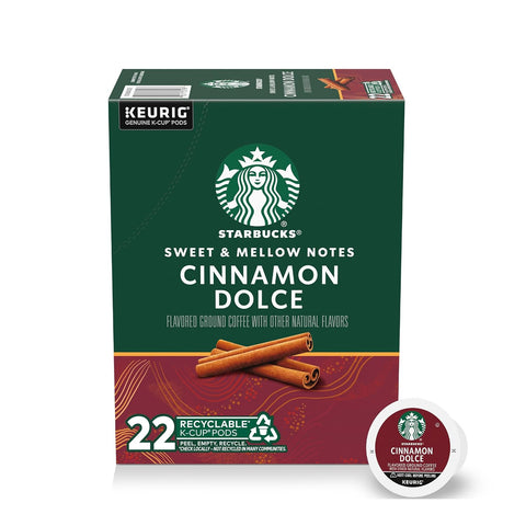 Starbucks K-Cup Coffee Pods, Caramel Naturally Flavored Coffee For Keurig Brewers, 100% Arabica, 1 Box (22 Pods)