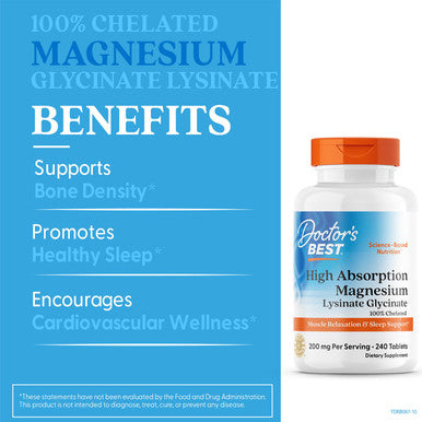 Doctor's Best High Absorption Magnesium 100% Chelated 240 Tablets