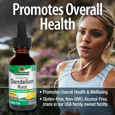 Nature'S Answer Alcohol Dandelion Root 2000mg 1oz Extract | Promotes Overall Well-Being | Immune Support | Cleanses and Detoxes | Gluten- Non-GMO Vegan | Single Count