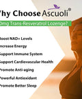 Ascuoli Sublingual Trans-Resveratrol Purity 99%, 3-In-1 Advanced Formula Resveratrol Supplement For Boost Nad+, Immune & Energy Support, Anti-Aging, Skin & Overall Health, 240 Lozenge (240-Day Supply)