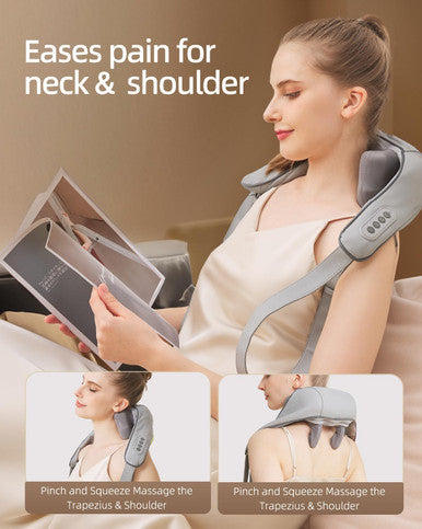 Neck Shoulder Massager Relieves Tension Improves Circulation Ultimate Comfort Portable Alleviates Muscle Soreness Stylish Eases Stiffness (Grey)