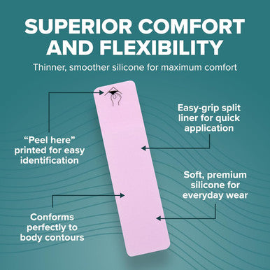Epiderm Silicone Gel Scar Strips - Premium-Grade Silicone Scar Tape For Optimal Scar Care-Versatile, Flexible & Reusable - Ideal For C-Section, Tummy Tuck & Cardiac Surgery Scars - 1.4"X6", Clear