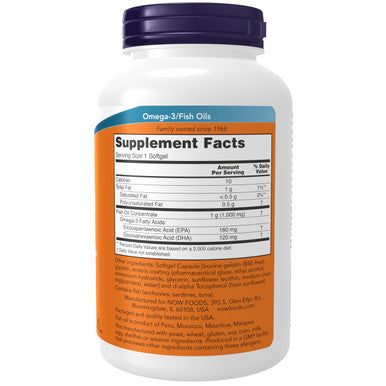 NOW Omega-3 Enteric Coated 180 Softgels