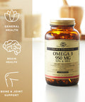 Solgar Triple Strength Omega 3 950 Mg - 100 Softgels Pack Of 3 - Supports Cardiovascular Joint & Skin Health - Non-Gmo Gluten Free Dairy Free - 300 Total Servings