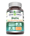 Amazing Formulas Biotin Fast Dissolving Supplement | 10000 Mcg | 60 Tablets | Citrus Flavor | Non-Gmo | Gluten Free | Made In Usa