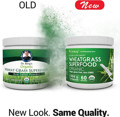 Dr. Berg's Wheatgrass Superfood Powder - Raw Juice Organic Ultra-Concentrated Rich in Vitamins and Nutrients - Chlorophyll and Trace Minerals - 60 Servings - Gluten- Non-GMO - 5.3 oz (1 Pack)