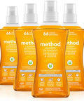 Method Liquid Laundry Detergent; Ginger Mango Scent; Plant-Based Stain Remover; 66 Loads per 53.5 fl oz bottle; 4 Pack (264 Total Loads); Packaging May Vary