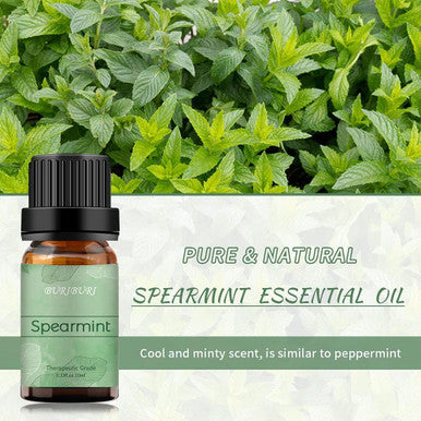 BURIBURI Spearmint Essential Oil - 2 Pack 100% Pure Organic Spearmint Essential Oils 10ML for Diffuser, Aromatherapy, Massage, Soap Making
