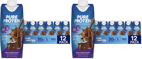 Pure Protein Vanilla Protein Shake, 30g Complete Protein, 12 Ct | Ready to Drink and Keto-Friendly, Vitamins A, C, D, and E plus Zinc to Support Immune Health, 11oz Bottles