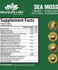 NaturaLife Labs Sea Moss 6000Mg - Black Seed Oil 2500Mg - Bladderwrack 2000Mg - Turmeric 1500Mg Ashwagandha 1000Mg - Burdock 1000Mg - Vitamin C D3, Yellow Dock Root Manuka Dandelion - 90 Veggie Caps