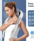 Neck Massager For Neck Pain Relief, 4D Deep Kneading Massagers With 6 Massage Nodes, Cordless Shiatsu Neck And Shoulder Massage Pillow With Heat For Neck, Traps, Back & Leg, Gifts - Gray