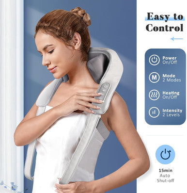 Neck Massager For Neck Pain Relief, 4D Deep Kneading Massagers With 6 Massage Nodes, Cordless Shiatsu Neck And Shoulder Massage Pillow With Heat For Neck, Traps, Back & Leg, Gifts - Gray