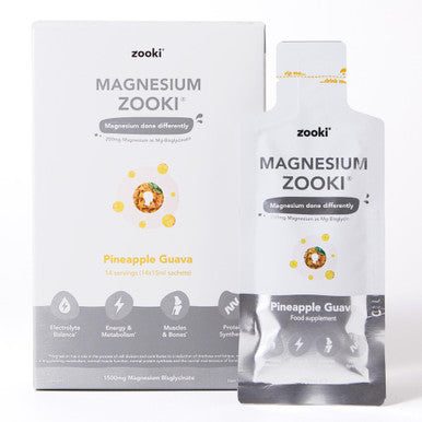 Zooki 1500mg Liposomal Magnesium Bis-Glycinate Liquid Sachets 200mg Elemental Magnesium | 4x Higher Absorption | Sleep Stress Muscle Function Cramps Heart Health (Pineapple Guava flavour 14x15ml)