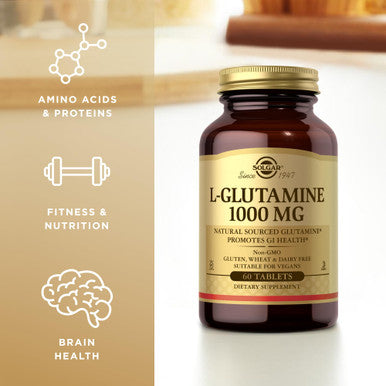 Solgar L-Glutamine 1000 Mg - 60 Tablets Pack Of 2 - Non-Gmo Vegan Gluten Free Kosher - 60 Total Servings