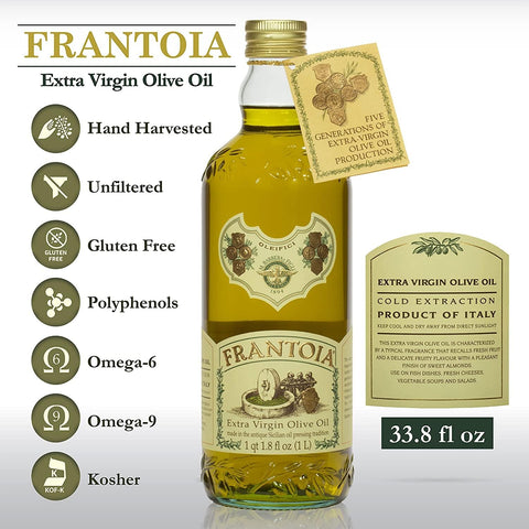 Frantoia Extra Virgin Olive Oil, 33.8 fl oz (1 Liter) ÃƒÂ¢Ã¢â€šÂ¬Ã¢â‚¬Å“ Award-Winning Sicilian EVOO Made from Biancolilla, Nocellara del Belice & Cerasuola Olives ÃƒÂ¢Ã¢â€šÂ¬Ã¢â‚¬Å“ Cold-Pressed within 24 Hours for Fresh, Fruity Flavor