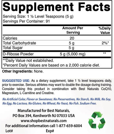 Best Naturals D-Ribose Powder 1 Pound