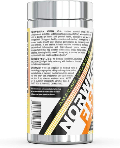Musclemax Amazing Musle Norwegian Omega Fish Oil 1000 Mg 120 Softgels (Lemon) 120 Caps 120 count