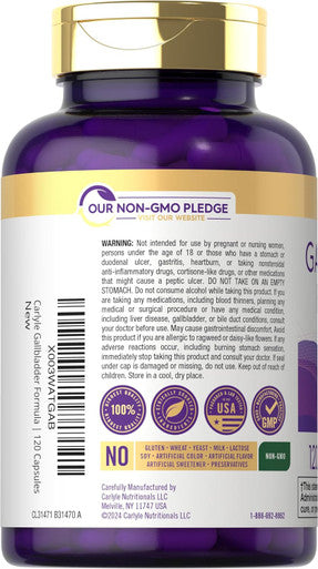 Carlyle Gallbladder Formula | 120 Quick Release Capsules | Complete Digestive Enzyme Complex | Non-GMO & Gluten Supplement