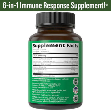 Immune Support Supplement With 6 Top Ingredients. Vitamin D3 K2 + Vitamin C + Elderberry + Zinc + Quercetin. Includes 5000 Iu Vitamin D. Zinc 15Mg. Immunity Capsules. Supplements For Women And Men