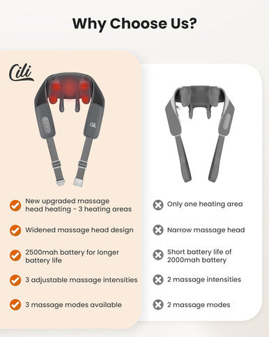 Cili Cordless Neck Massager With Heat, 4D Shiatsu Neck Shoulder Massager Deep Tissue Neck Back Massager Pillow, Wider Massage Head & More Heating Area, For Dad Mom