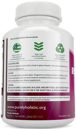 Purely Holistic Resveratrol 1450Mg + Phytoceramides Skin Therapy - Vegan Bundle - 180 + 60 Capsules - Packed With Potent Antioxidants - Made In Usa