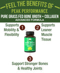 Bone Broth Collagen Capsules. 180 Pills Of Grass Fed Bone Broth Collagen Protein Peptides. Contains All 3 Collagen Types