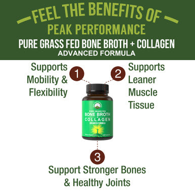 Bone Broth Collagen Capsules. 180 Pills Of Grass Fed Bone Broth Collagen Protein Peptides. Contains All 3 Collagen Types