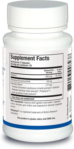 Biotics Research MygranX Neurological Support Stress Relief Support Muscle Relaxation Butterbur Feverfew 60 Caps