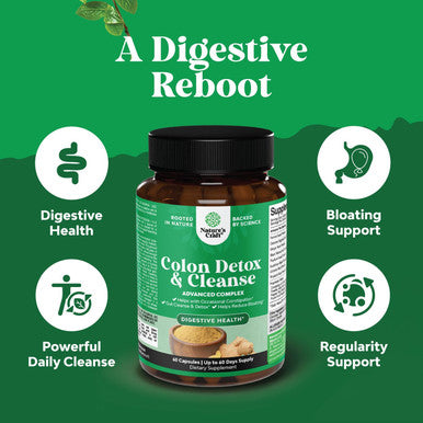 Natures Craft Colon Cleanser & Detox - Lactobacillus Acidophilus Probiotic Supplement Body Cleanse - Psyllium Husk Capsules Gut Health Supplement