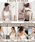 Cordless Neck Massager With Heat, 6D Shiatsu Professional Neck Massager For Pain Relief Deep Tissue, Ergonomic Kneading Neck Back Shoulder Massager With 2 Modes/Speeds