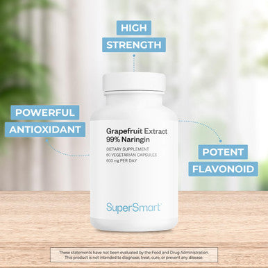Supersmart Grapefruit Extract 600 mg Per Day Standardized to 99 Naringin Weight Loss Pills Immune System Booster Antioxidant Supplement NonGMO Gluten Free 60 Vegetarian Capsules