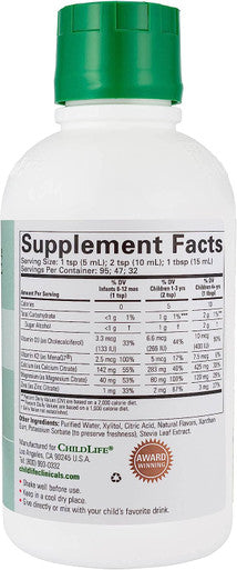 ChildLife Clinicals Bone Health, Kids Vitamins - Vitamin D, Magnesium, Vitamin K2, All-Natural, Gluten-Free, Supports Healthy Bone Growth, Calcium Supplement for Kids - Orange Flavor, 16 Fluid Ounces