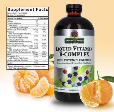 Nature'S Answer Liquid Vitamin B-Complex Supports Healthy Energy Levels | Promotes Healthy Nerve Function | All-Natural Tangerine Flavor | Gluten- & Benzoate- 16oz