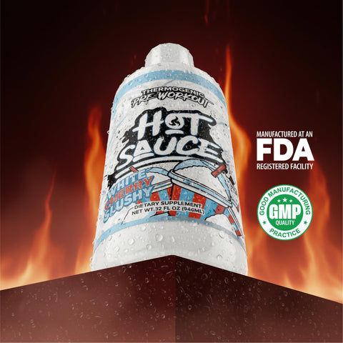 Pump Sauce Hot Sauce Thermogenic Pre-Workout White Cherry Flavor Liquid Energy Supplement With Caffeine And L-Citrulline 32 Fl Oz