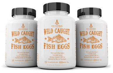 Ancestral Supplements Wild Caught Fish Eggs - Supports Brain, Heart, Fertility and Inflammatory Health (Whole Food Source of Omega-3 Fatty Acids, Vitamins D, K2 & A) 30-day supply