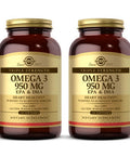Solgar Triple Strength Omega 3 950 Mg - 100 Softgels Pack Of 2 - Supports Cardiovascular Joint & Skin Health - Non-Gmo Gluten Free Dairy Free - 200 Total Servings