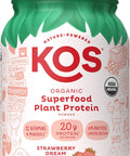 Kos Limited Edition Plant Protein Powder, Strawberry Dream - Organic Pea Protein Blend, Vegan Superfood Rich In Vitamins & Minerals For Women & Men - Made Without Dairy, Soy, Gluten - 24 Servings