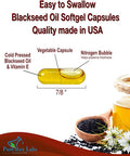 YUMMYVITE Cold Pressed Black Seed Oil - 120 Capsules, Premium Nigella Sativa Pure Black Cumin Seed Oil With Vitamin E, For Hair, Skin & Immune Health - Non-Gmo 120 Capsules