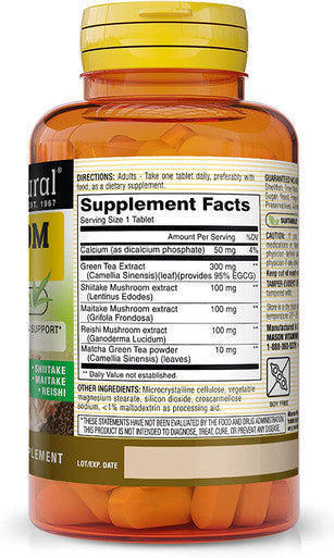 Mason Natural Mushroom Power with 95% EGCG & Matcha - for Optimal Wellness, Stress Support and Healthy Inflammatory Response, 60 Plant Based Tablets