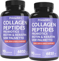 27-In-1 Hair Skin And Nails Vitamins (6810Mg) W/Biotin 10000Mcg - Collagen Supplements For Men And Women Hair Growth Vitamins, Keratin Supplements With Probiotics, Saw Palmetto (90 Ct, Pack Of 2)