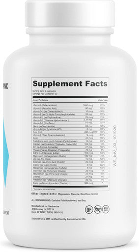 Swolverine Multivitamin Enhanced Vitamins & Minerals Capsule, Magnesium, Zinc, Chromium, Iron, Calcium, Biotin, (30 Servings)
