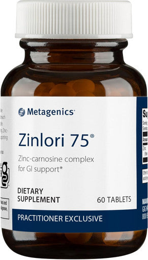 Metagenics Zinlori 75 High Potency Zinc Carnosine Supplement to Help Relieve Minor Stomach Discomfort - 60 Tablets