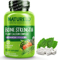 NATURELO Bone Strength - Plant-Based Calcium, Magnesium, Potassium, Vitamin D3, VIT C, K2 - GMO, Soy, Gluten Free Ingredients - Whole Food Supplement for Bone Health - 120 Vegan Friendly Capsules
