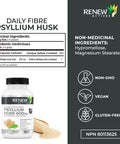 Renew Actives Psyllium Husk Capsules - Bulk-Forming Laxative - Soluble Fiber Supplement For Adult Health & Well-Being - Pure Ingredients, 120 Capsules