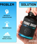Nootrix Prime Brain Supplement | Nootropic For Memory, Focus & Cognitive Function Support | Promotes Healthy Energy & Mood With Lion'S Mane Mushroom, Vitamin B12, L Theanine & Gaba | 30 Vegan Capsules