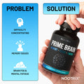 Nootrix Prime Brain Supplement | Nootropic For Memory, Focus & Cognitive Function Support | Promotes Healthy Energy & Mood With Lion'S Mane Mushroom, Vitamin B12, L Theanine & Gaba | 30 Vegan Capsules