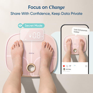 Etekcity Rechargeable Pink Smart Scale for Body Weight, BMI, Fat, Muscle Mass, Digital Bathroom Scale with 13 Metrics, Secret Mode, Bluetooth Connect to Free Apps, Cotton Candy Pink - 13.4 x 11.5 inches