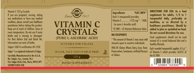 Solgar Vitamin C Crystals 4.4 Oz - Antioxidant Immune Support Collagen Formation Healthy Skin & Joints - Pure 100% Vitamin C - Non-Gmo Vegan Gluten Free Dairy Free Kosher - About 100 Servings