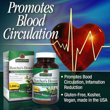 Nature'S Answer Butcher's Broom Root Supplement Capsules 90 Count | Promotes Blood Circulation | Supports Inflammation Reduction | Minimizes Varicose Veins (Pack of 2)