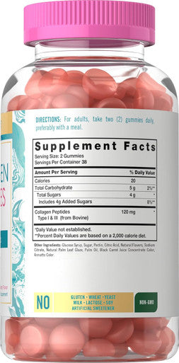 Carlyle Collagen Gummies | Strawberry Flavor Beauty Supplement | Hydrolyzed Collagen Peptides for Women & Men | Type 1 & 3 | Non-GMO Gluten